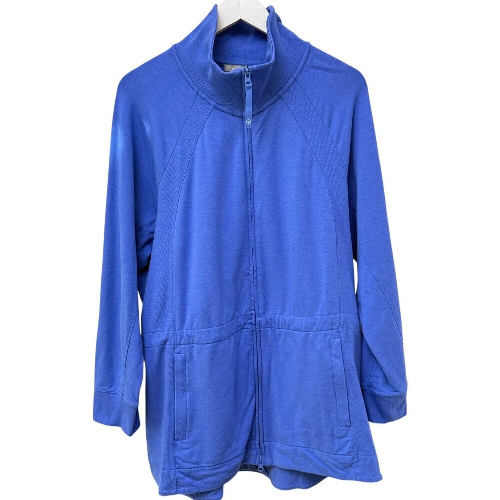 Talbots French Terry Jacket Womens Plus Size 2X Blue Full Zip Sweatshirt